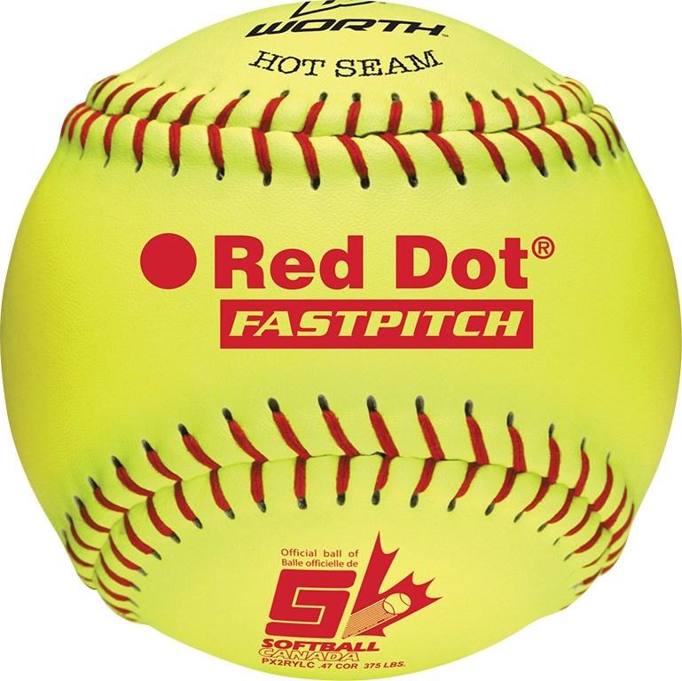 Rawlings 12" Red Dot PX2RYLC Optic Softball EACH OR $109.99 PER DOZEN-Rawlings-Sports Replay - Sports Excellence