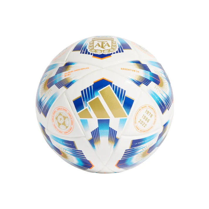 Adidas Argentina National Team Afa24 Mini Soccer Ball Wht/Panton/Lucblu/Gold-Adidas-Sports Replay - Sports Excellence