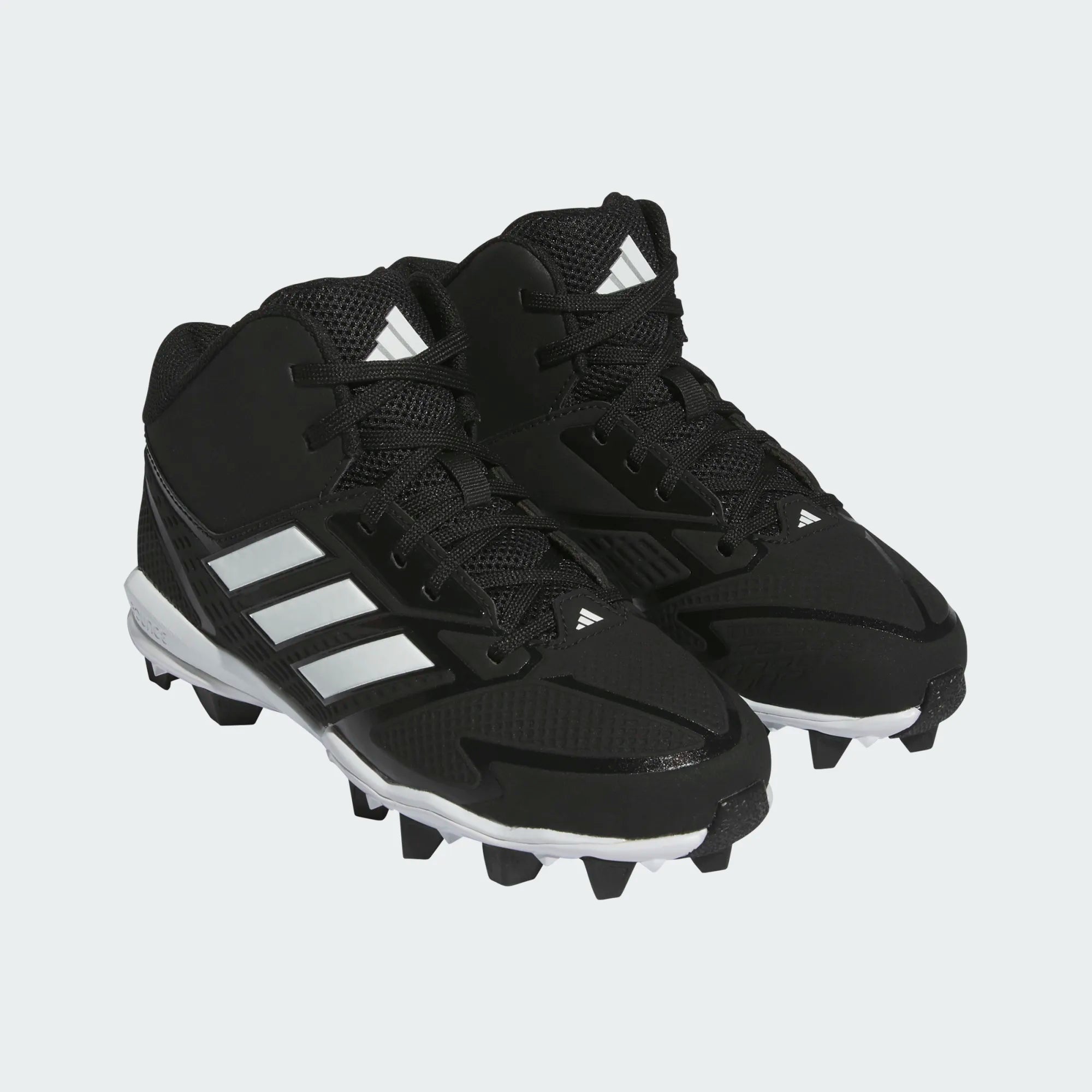 Adidas Boys Icon 8 Mid Baseball Cleats in Black White Size 4