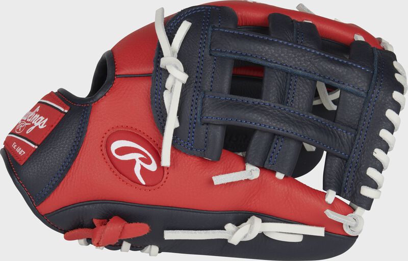 Rawlings Select Pro Lite Ronald Acuna Jr. 11.5" Youth Baseball Glove Reg 11.50 Inch H/Cv Navy/Scarlet-Rawlings-Sports Replay - Sports Excellence