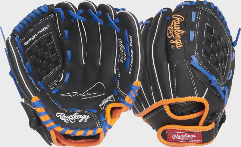 Rawlings Sure Catch 10" Jacob Degrom Signature Baseball Glove Reg 10.0 Inch Bskt/Nfb Black/Blue-Rawlings-Sports Replay - Sports Excellence