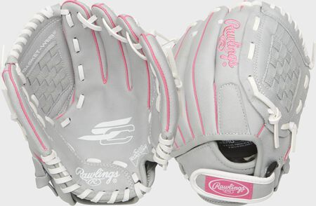 Rawlings Sure Catch 10" Youth Softball Glove Rht Basket Web Gry/Pink-Rawlings-Sports Replay - Sports Excellence