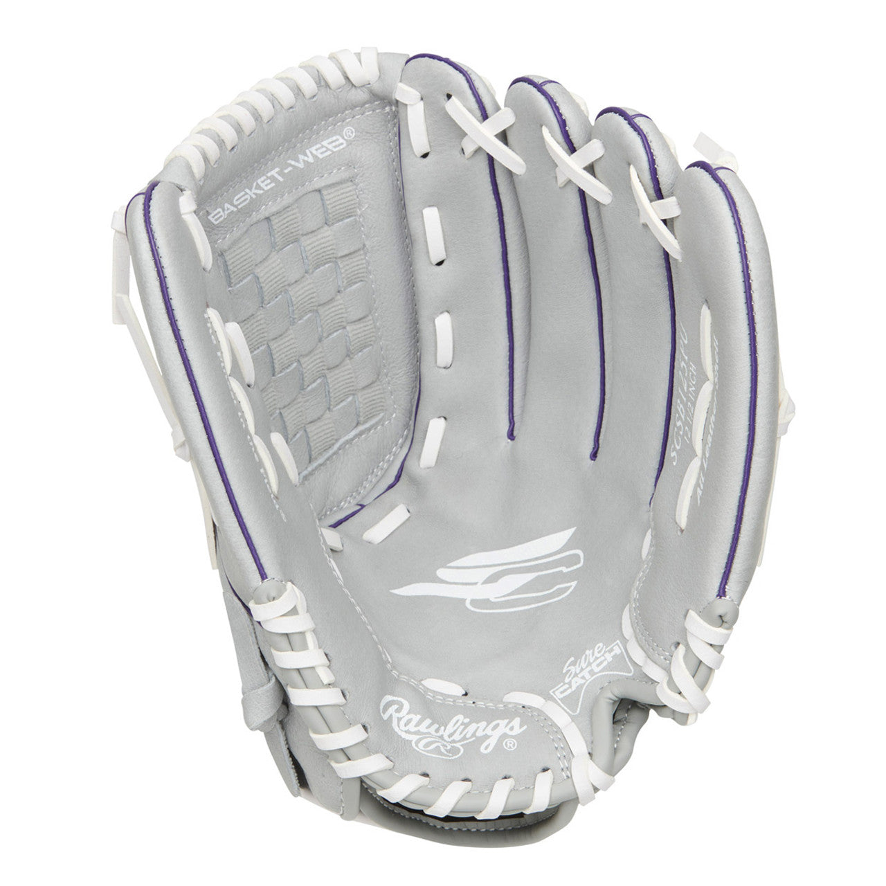 Rawlings Sure Catch 12.5" Youth Softball Glove Rht Basket Web Gry/Pur-Rawlings-Sports Replay - Sports Excellence