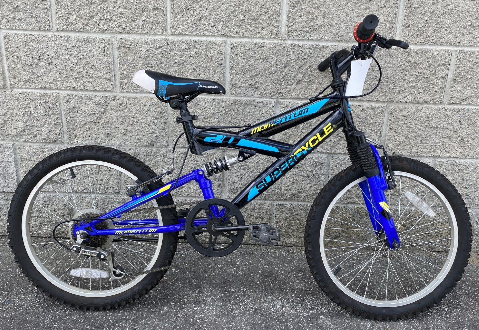 SUPERCYLE MOMENTUM MTN BIKE 20" BLK/BLU FULL SUSPENSION-Sports Replay - Sports Excellence-Sports Replay - Sports Excellence