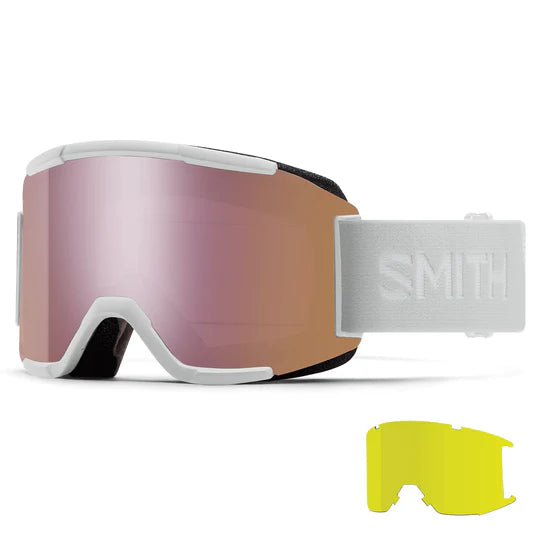 Smith Squad S White Vapor Goggles W/ Chromapop Everyday Rose Gold Mirror Lens + Extra Clear Lens-Smith-Sports Replay - Sports Excellence