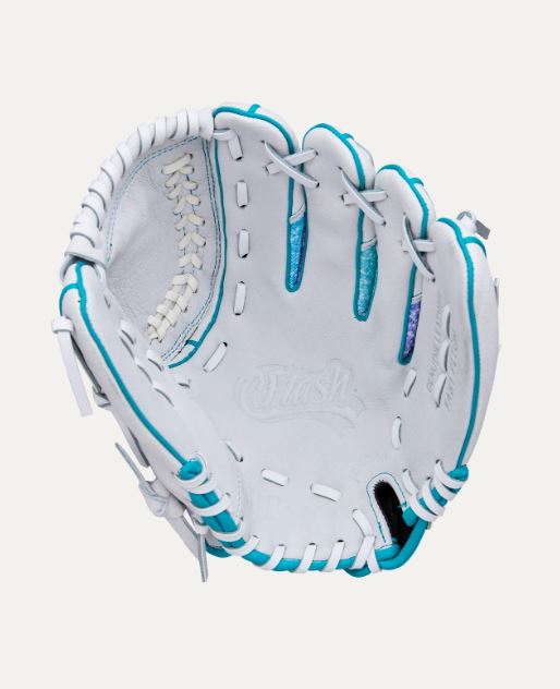 Wilson Flash 11" Closed Web Fastpitch Glove Rht Wht/Pur/Teal-Wilson-Sports Replay - Sports Excellence