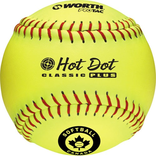 Worth Sbc Hot Dot 11" Slowpitch Softball .52 Cor / 275 Lbs Sbc11Hdsy-Worth-Sports Replay - Sports Excellence