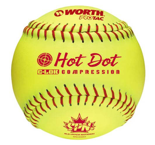 Worth Spn 12" Hot Dot Softball Each Or $79.99 Per Dozen-Worth-Sports Replay - Sports Excellence