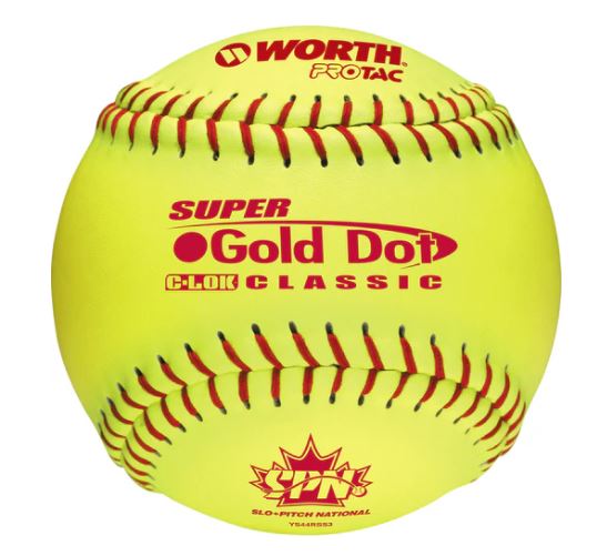 Worth Spn Gold Dot Softball .44 Cor / 375 Lbs $79.99 Per Dozen-Worth-Sports Replay - Sports Excellence