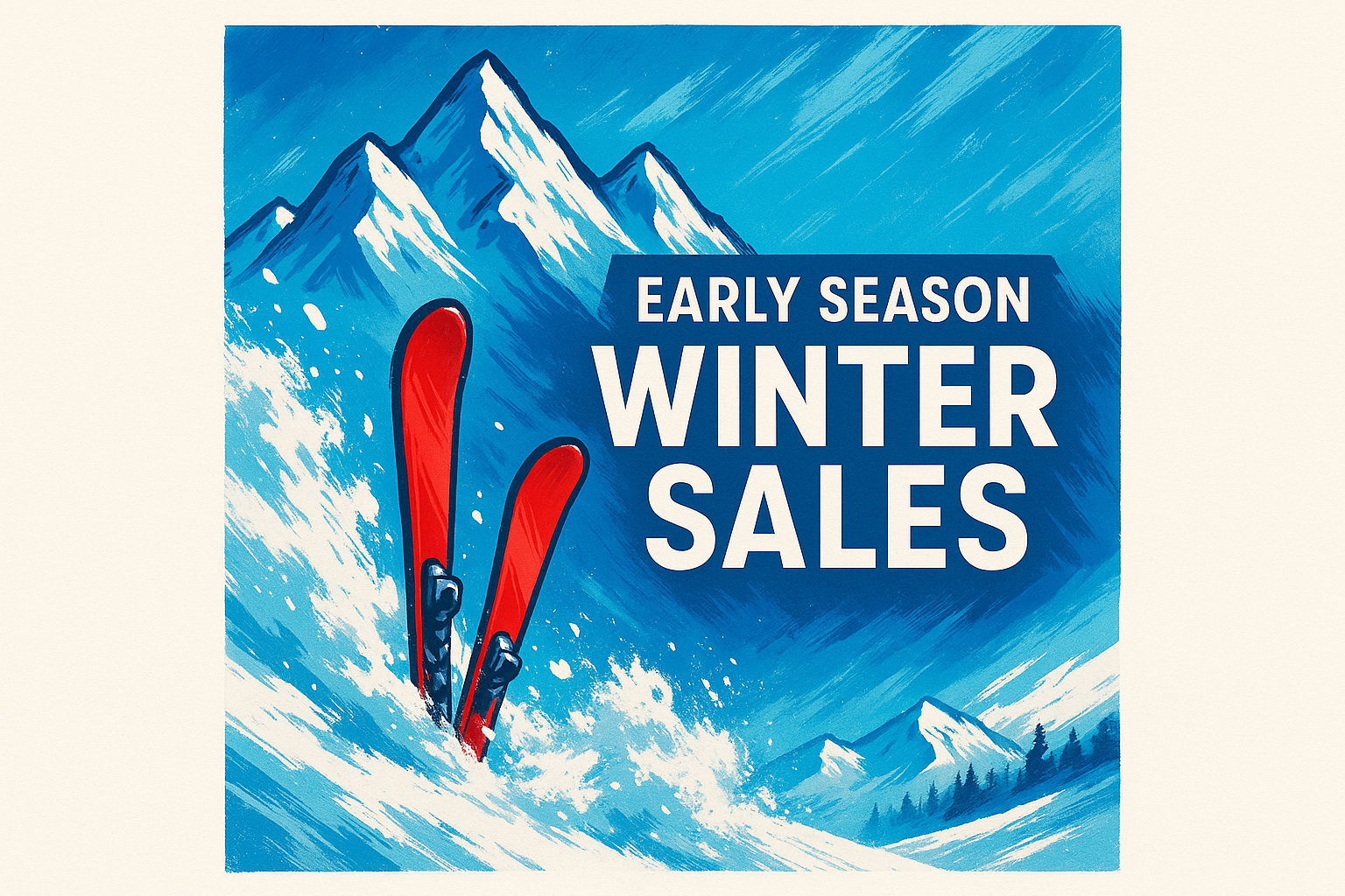 create a ski themed square banner that says "Early Season WInter Sales"